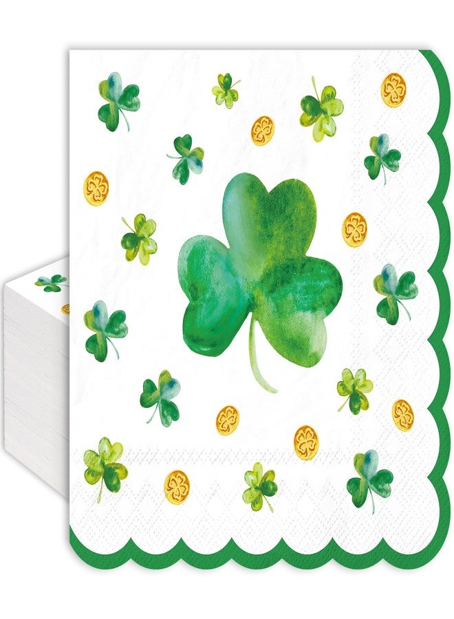 Whaline 50 Pcs St. Patrick's Day Luncheon Napkins Disposable Paper Napkin Scalloped Decorative Shamrock Dessert Dinner Hand Napkin for Home Party Table Supplies Decor - Image 1